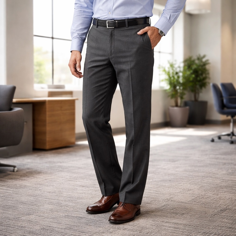 VINTAGE Perma Prest Flexslax 38x30 Charcoal Gray Dress Pants Wrinkle Resistant